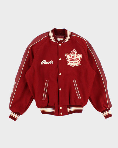 Mens Red Roots Wool 2002 Olympics Varsity Jacket - M