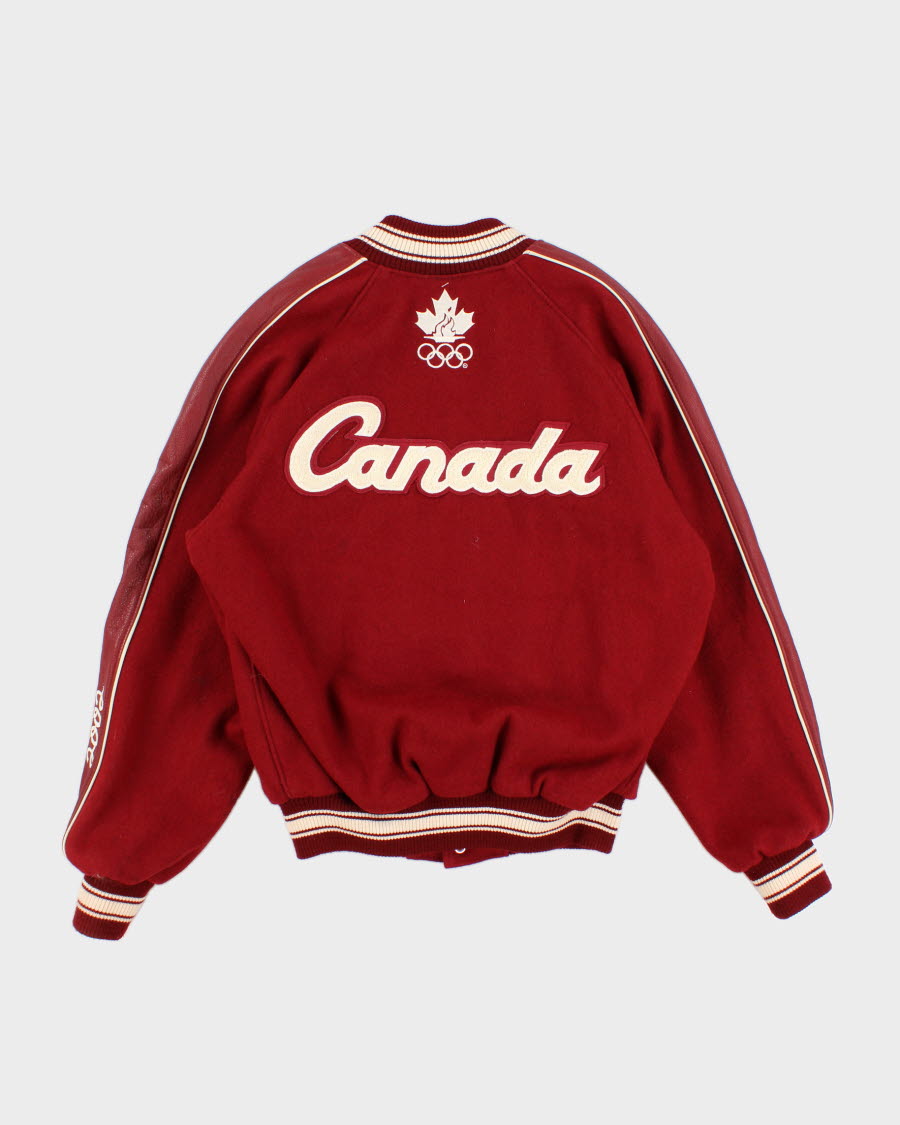 Mens Red Roots Wool 2002 Olympics Varsity Jacket - M