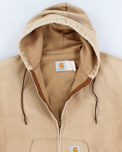 Men's Tan Carhartt Hooded Zip Up Jacket - M
