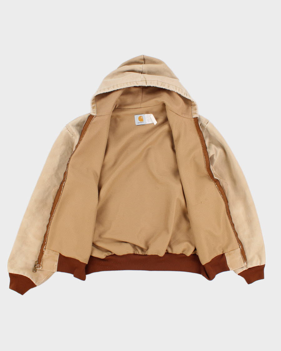 Men's Tan Carhartt Hooded Zip Up Jacket - M