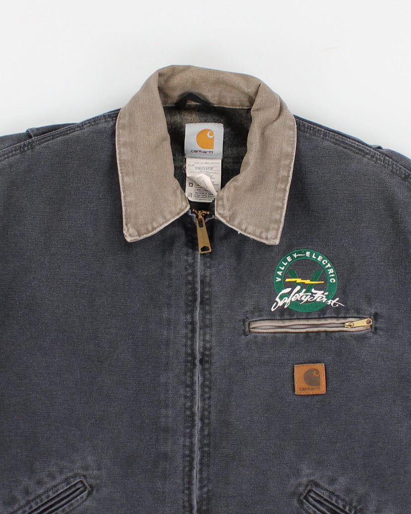 Men's Vintage Fleece Lined Blue Carhart Jacket - L