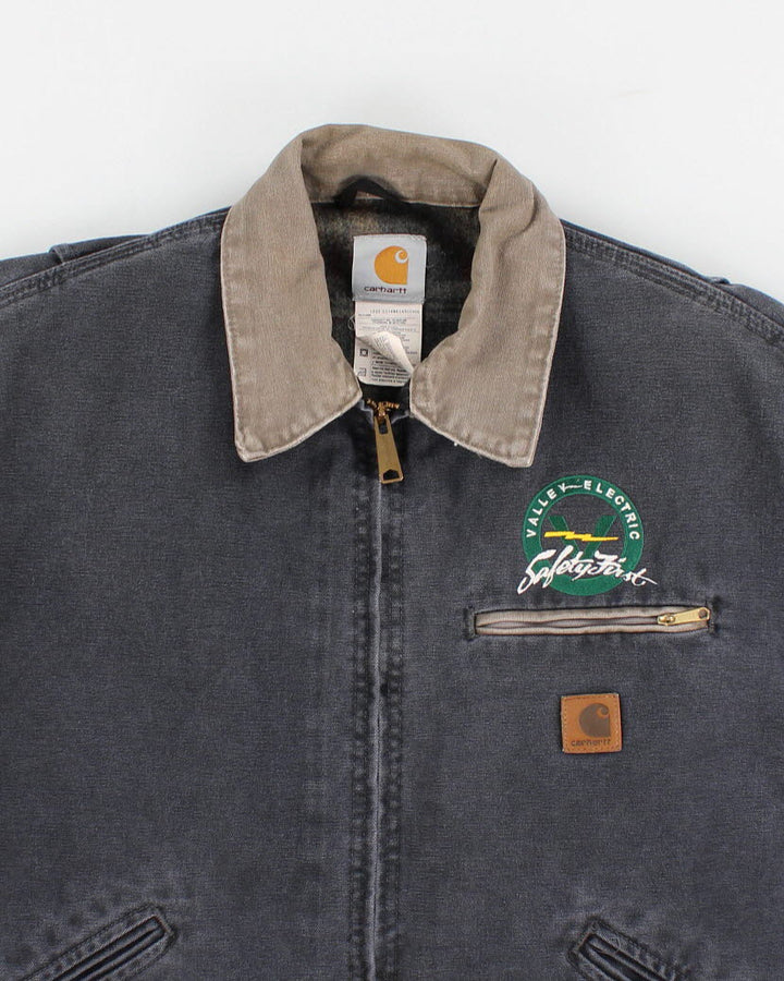 Men's Vintage Fleece Lined Blue Carhart Jacket - L