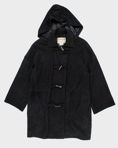 Men's Vintage Navy Jaeger Suede Hooded duffle coat - M