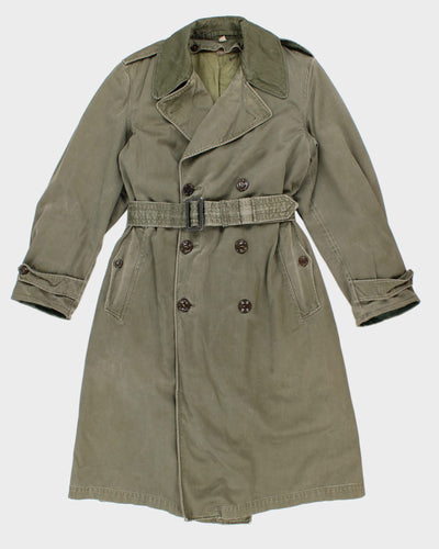 Vintage Men's Green Long padded Military Coat - S