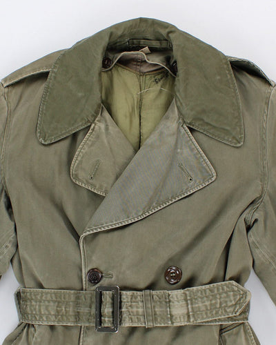 Vintage Men's Green Long padded Military Coat - S