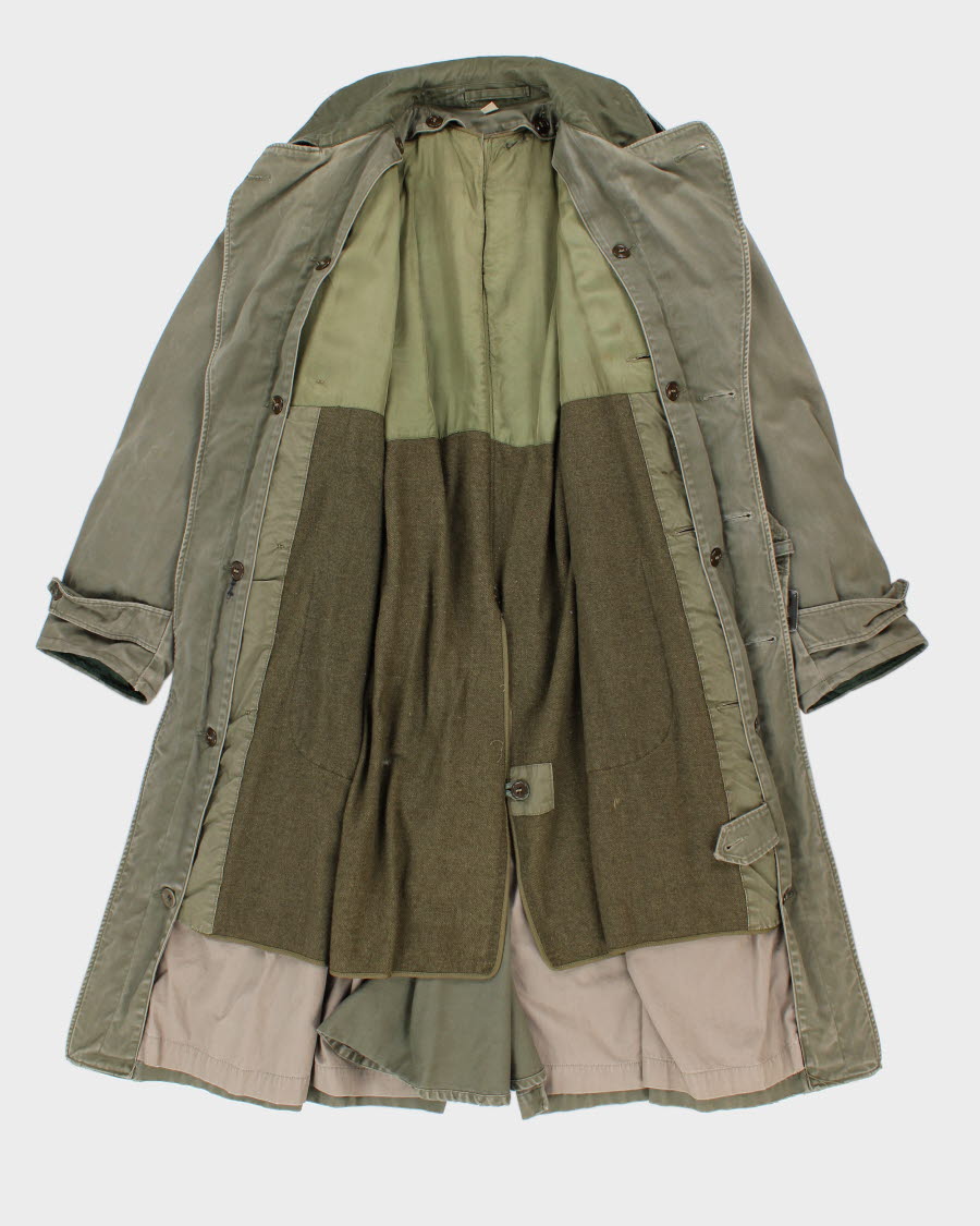 Vintage Men's Green Long padded Military Coat - S