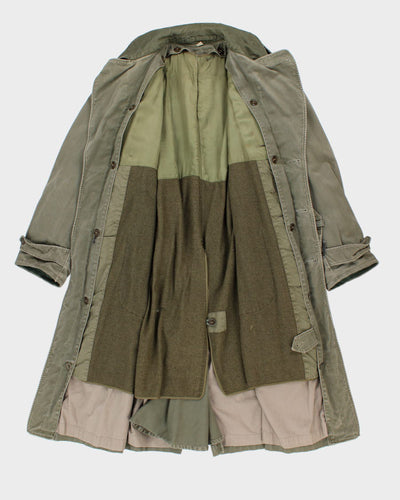 Vintage Men's Green Long padded Military Coat - S