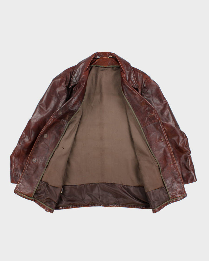 Vintage 70's Men's  Brown Leather Jacket - L