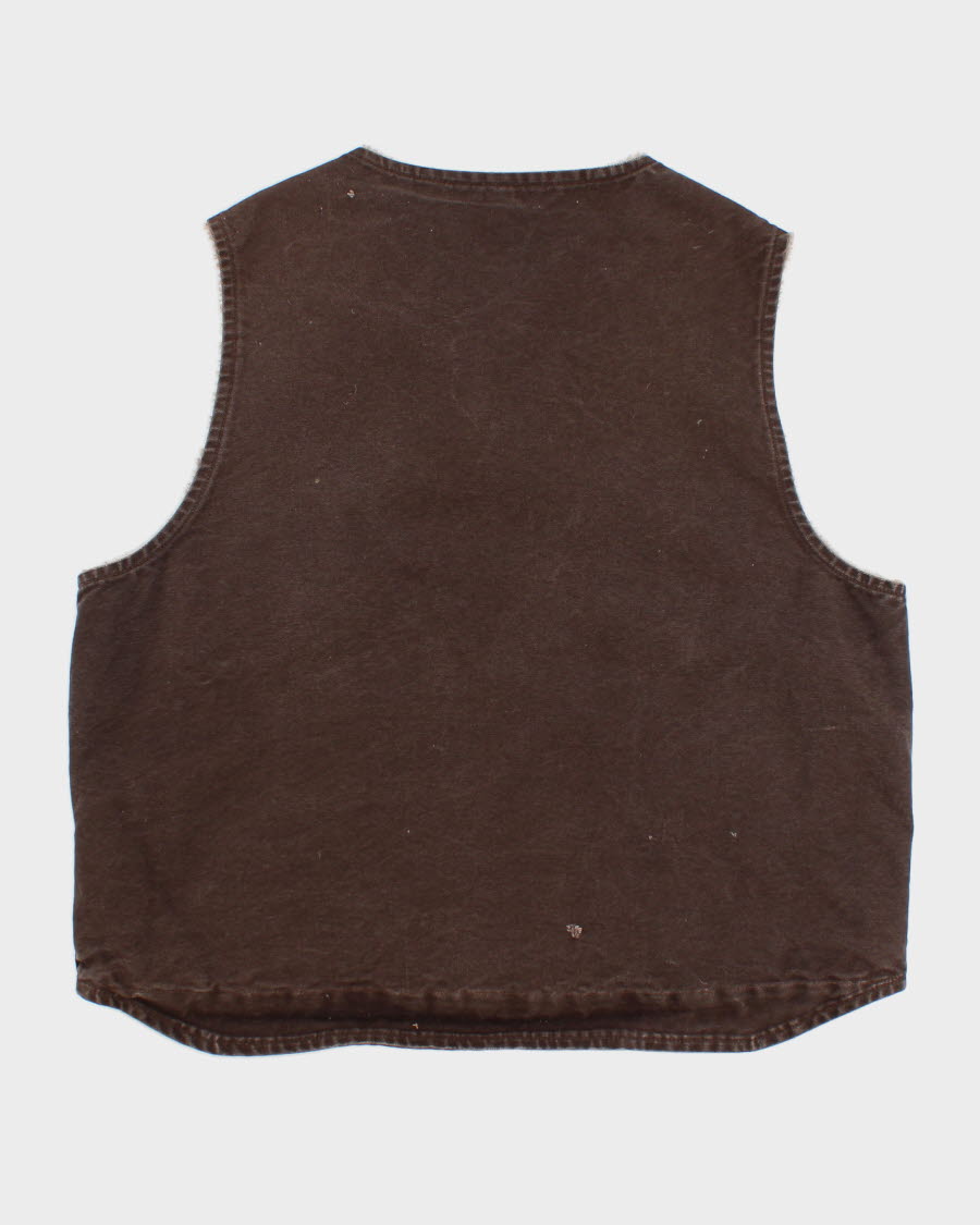 Men's Brown Carhartt Fleece lined zip up vest - XL