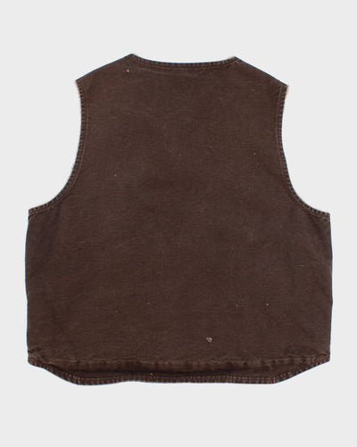 Men's Brown Carhartt Fleece lined zip up vest - XL