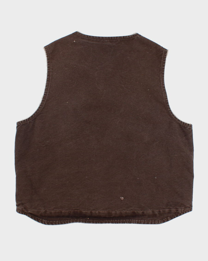 Men's Brown Carhartt Fleece lined zip up vest - XL