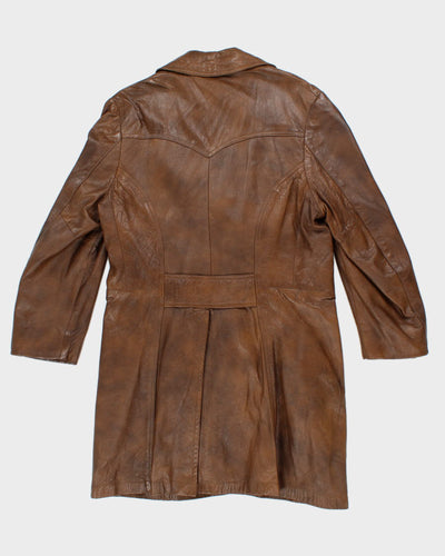 Vintage Men's Brown leather Button up Jacket - M