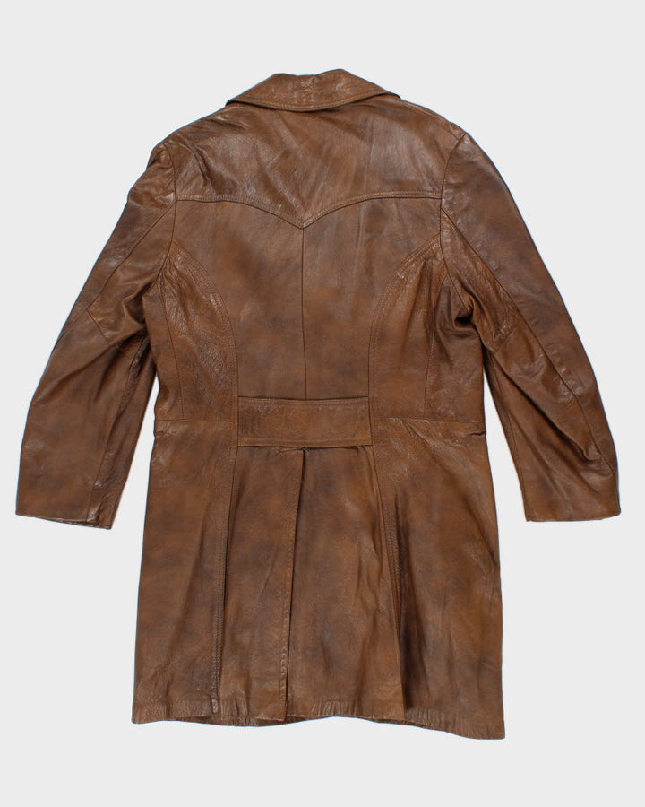 Vintage Men's Brown leather Button up Jacket - M