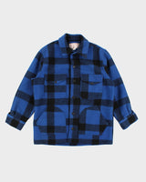Vintage 80s Filson Blue Wool Plaid Mackinaw Jacket - L/XL