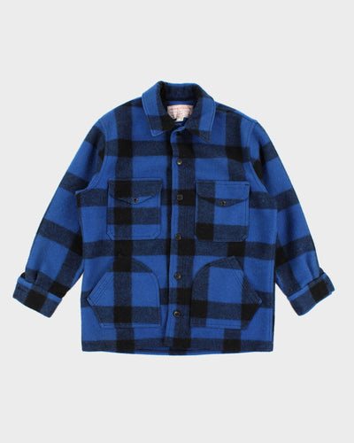 Vintage 80s Filson Blue Wool Plaid Mackinaw Jacket - L/XL