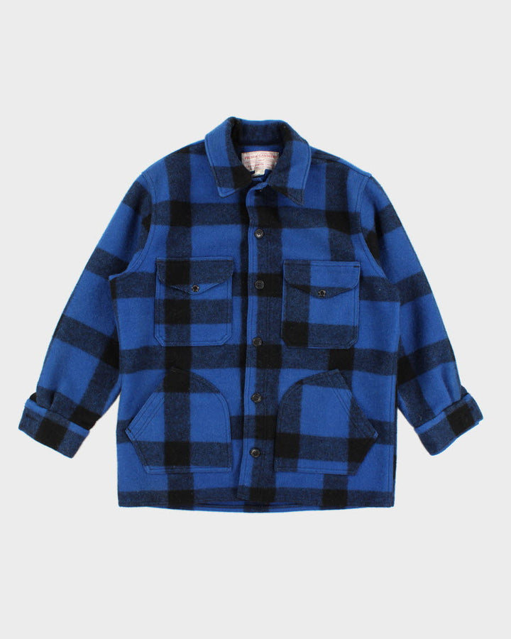 Vintage 80s Filson Blue Wool Plaid Mackinaw Jacket - L/XL
