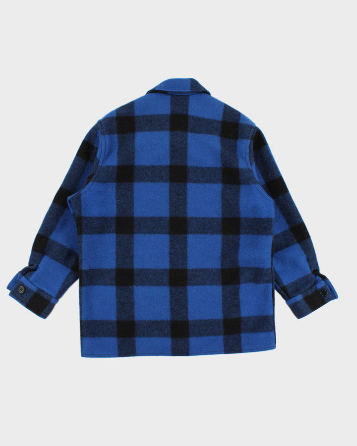 Vintage 80s Filson Blue Wool Plaid Mackinaw Jacket - L/XL