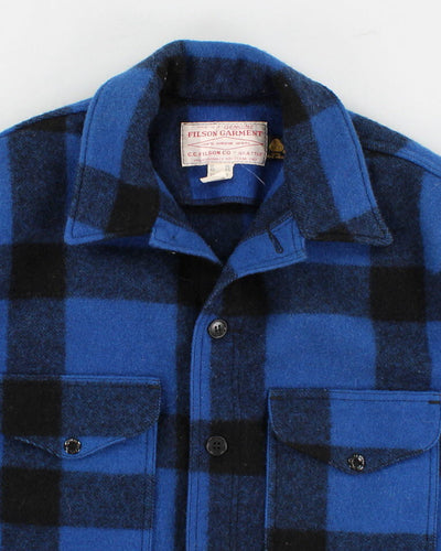 Vintage 80s Filson Blue Wool Plaid Mackinaw Jacket - L/XL