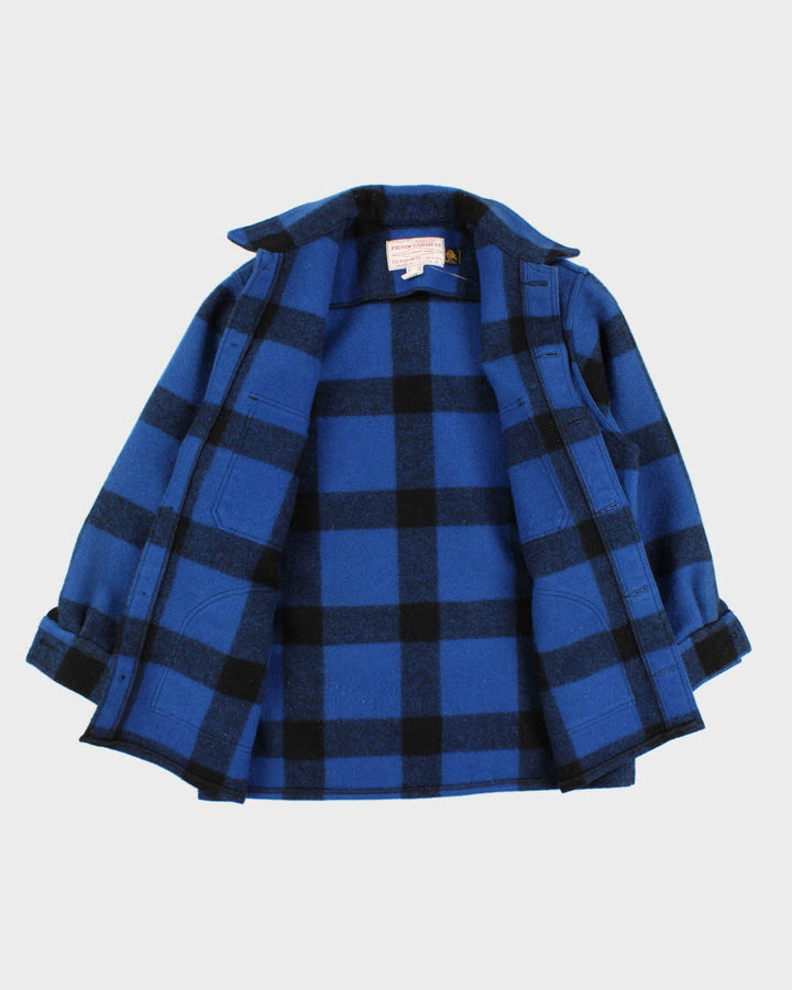 Vintage 80s Filson Blue Wool Plaid Mackinaw Jacket - L/XL