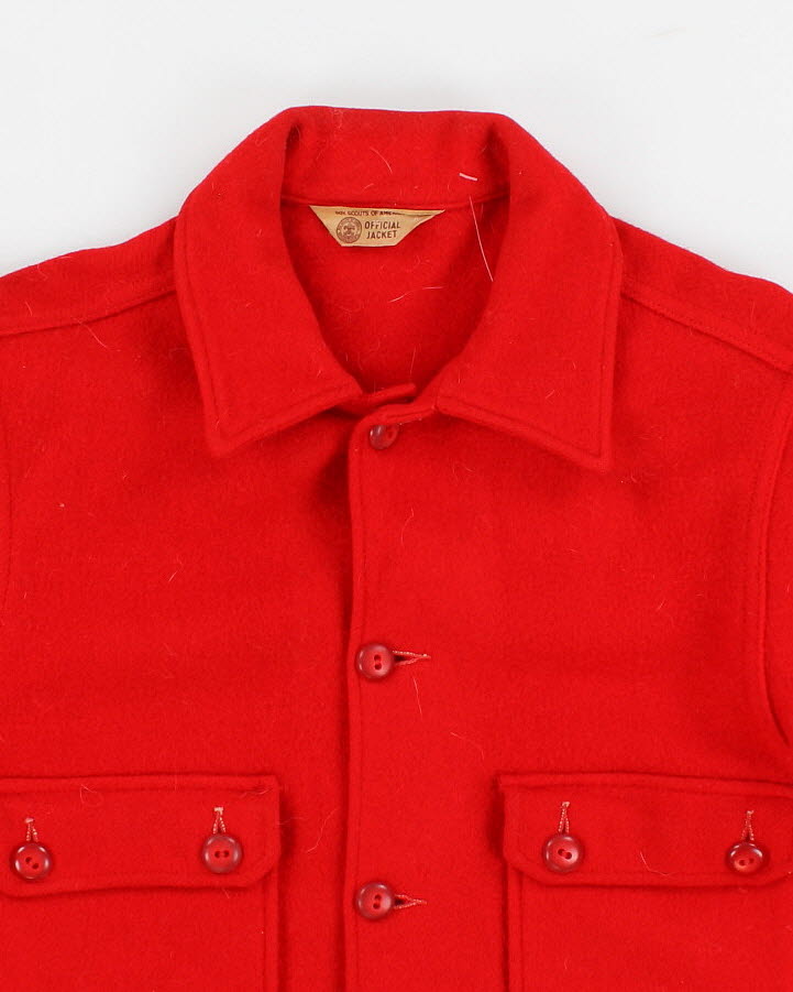 Mens 1950s Vintage Red Wool Boy Scouts Official Jacket