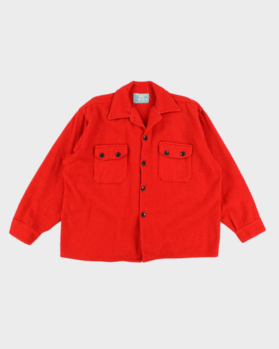 Mens Vintage 1950s Red Buffalo Wool Shirt Jacket - L