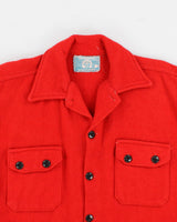 Mens Vintage 1950s Red Buffalo Wool Shirt Jacket - L