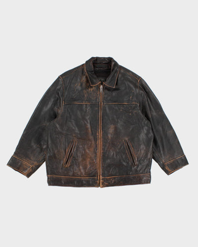 Mens 1990s Vintage Black Leather Reza Duro Jacket - L