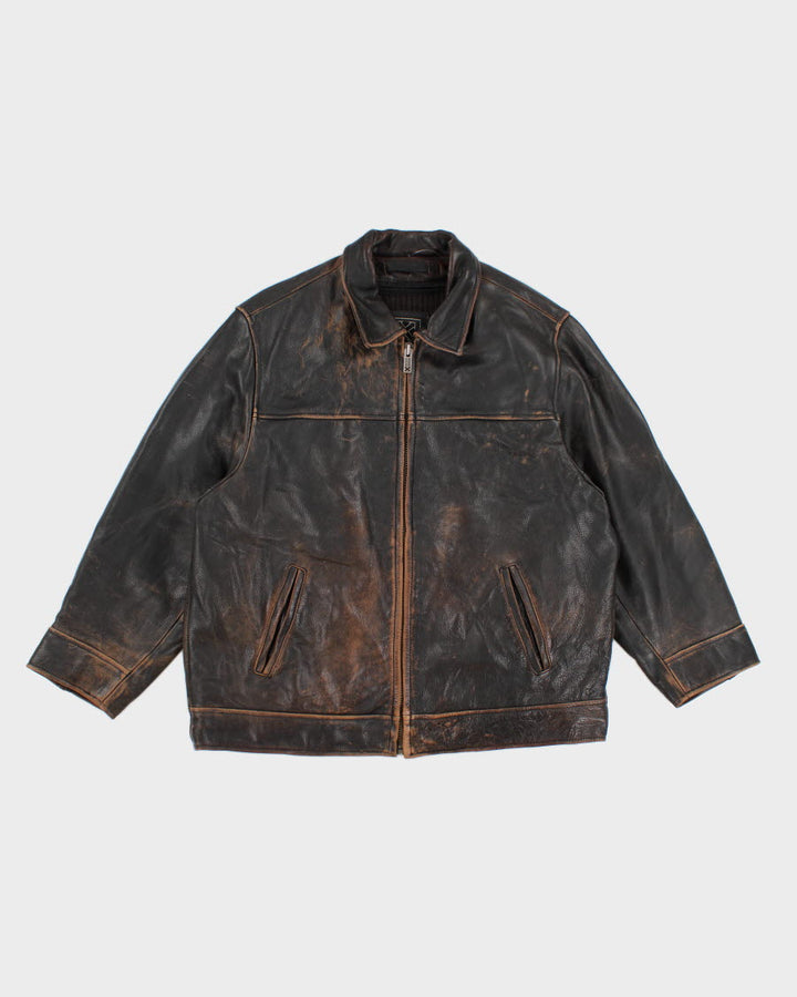 Mens 1990s Vintage Black Leather Reza Duro Jacket - L