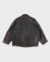 Mens 1990s Vintage Black Leather Reza Duro Jacket - L