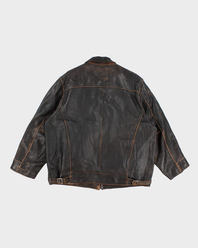 Mens 1990s Vintage Black Leather Reza Duro Jacket - L