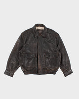 Mens Vintage 1990s Brown Leather Oakwood Jacket - L