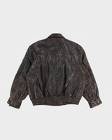 Mens Vintage 1990s Brown Leather Oakwood Jacket - L