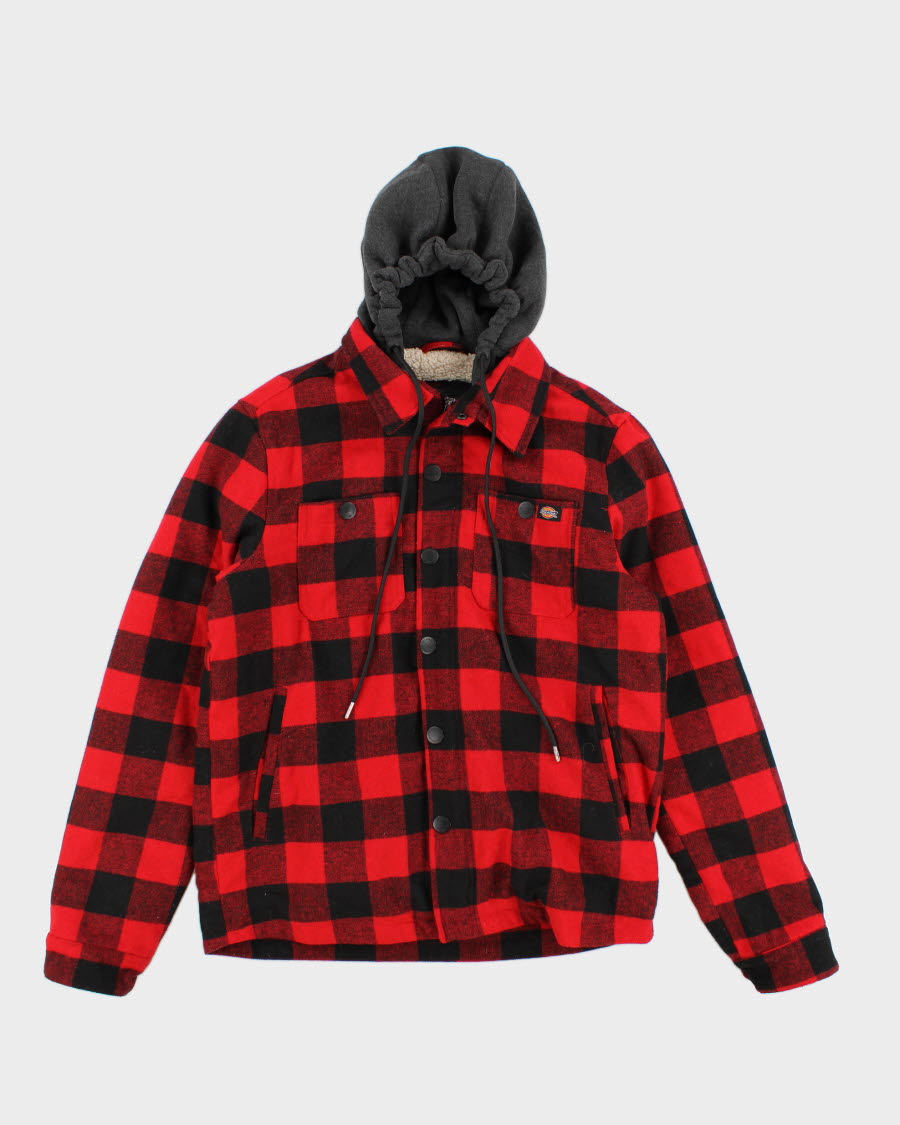 Men's Red Plaid Hooded Dickies Jacket - S