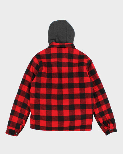 Men's Red Plaid Hooded Dickies Jacket - S