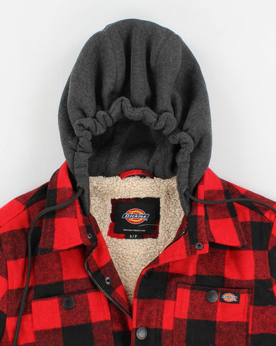 Men's Red Plaid Hooded Dickies Jacket - S