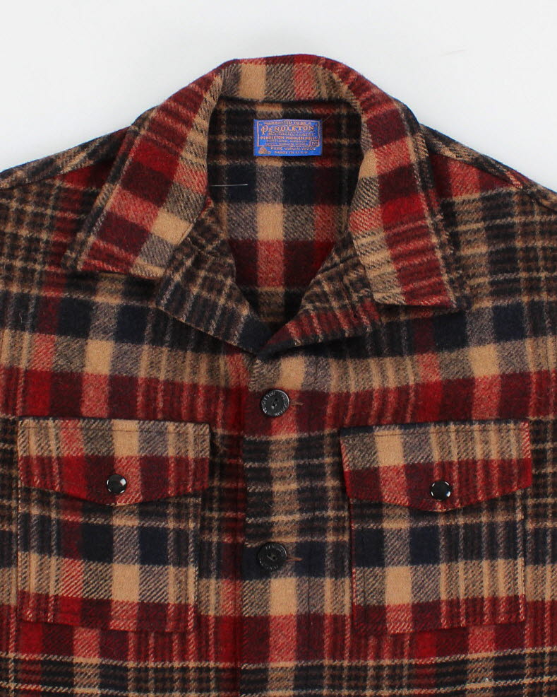 80's Vintage Men's Checked Pendleton Shirt Jacket - L