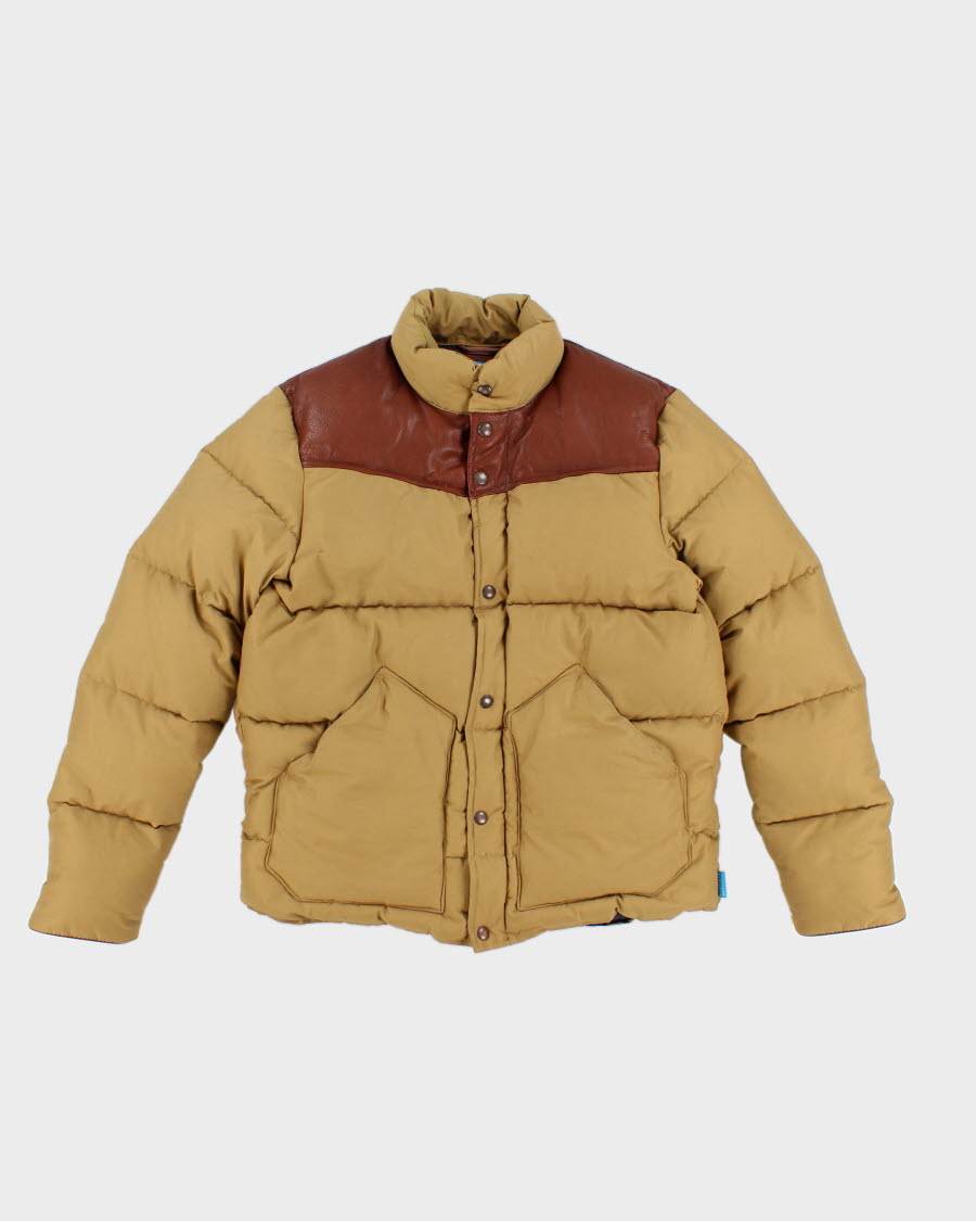 Men's Penfield Tan Puffer Jacket With Leather shoulder patches - M
