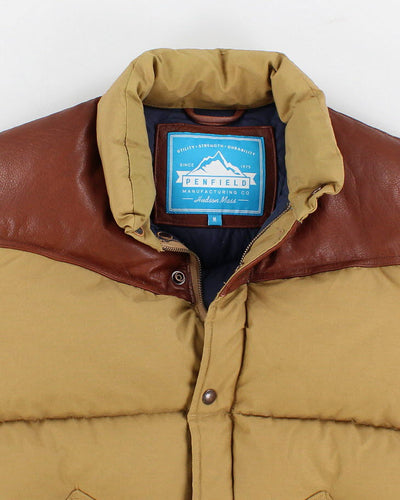 Men's Penfield Tan Puffer Jacket With Leather shoulder patches - M