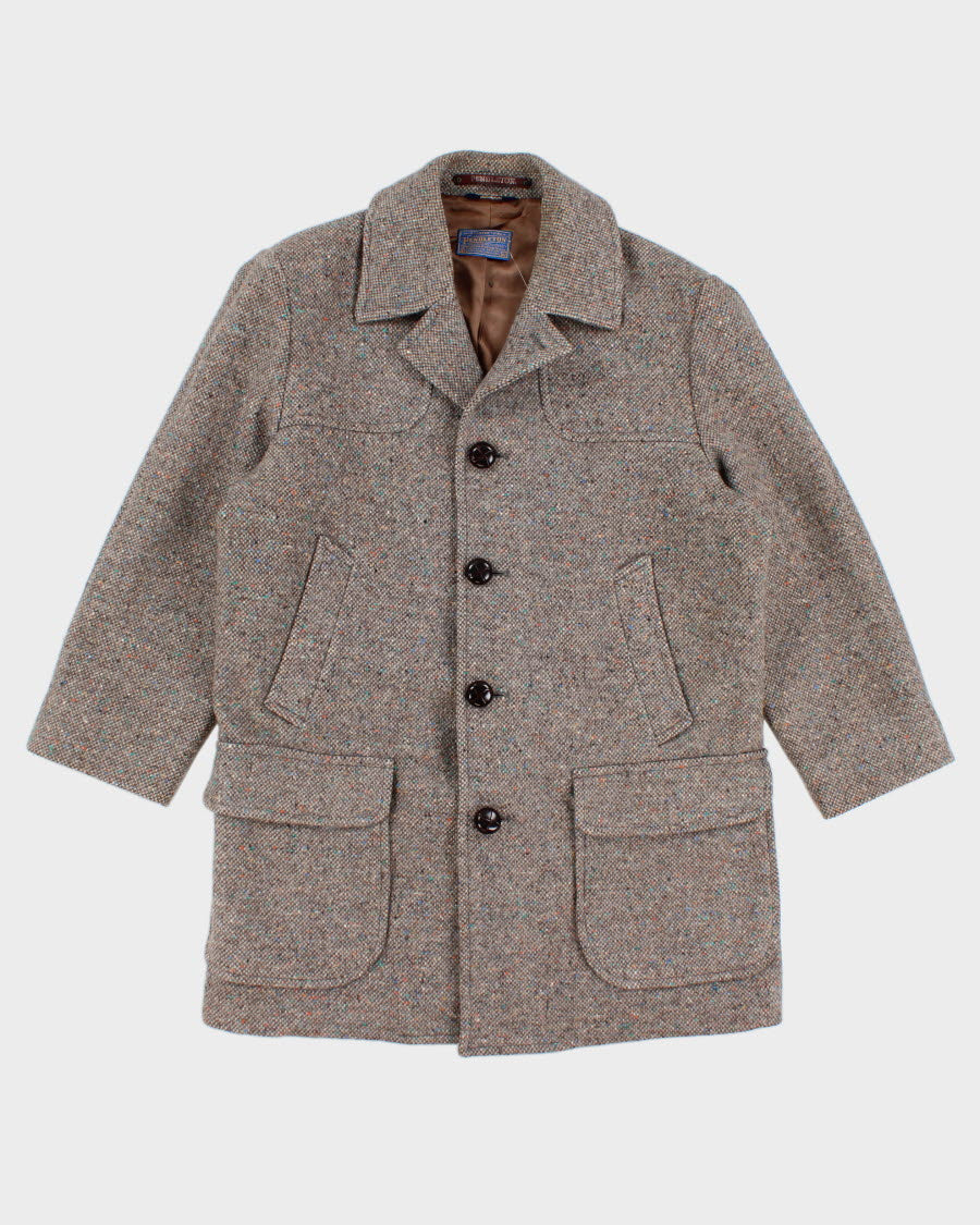 Mens Vintage 1970s Grey Confetti Pattern Pendleton Wool Coat - M