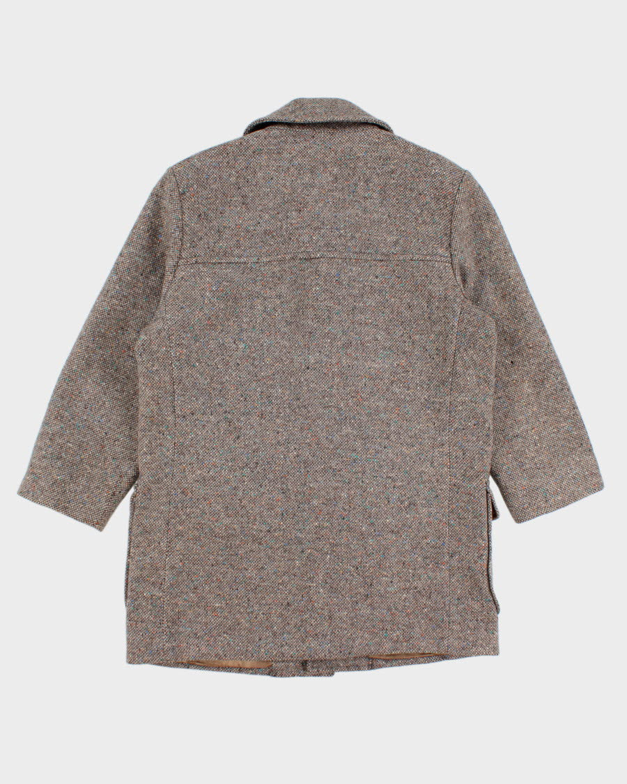 Mens Vintage 1970s Grey Confetti Pattern Pendleton Wool Coat - M