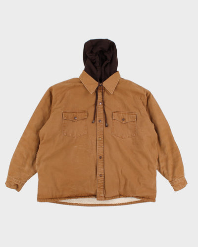 Mens Tan Dakota  Hooded Work Jacket - XXL