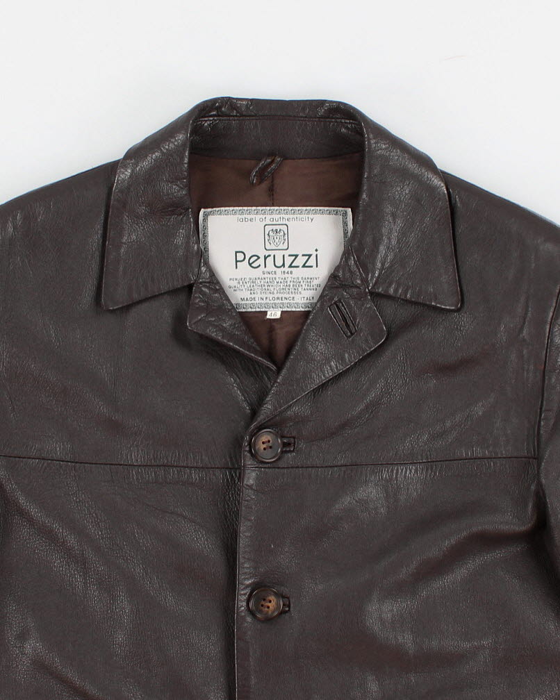 Vintage Men's Peruzzi Brown Leather Jacket - L