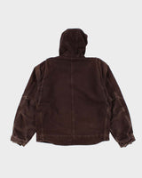 Vintage Men's Brown Carhartt Hooded Fleece lined Jacket - L