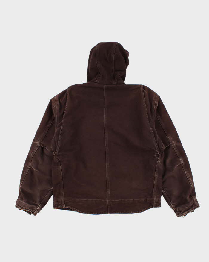 Vintage Men's Brown Carhartt Hooded Fleece lined Jacket - L