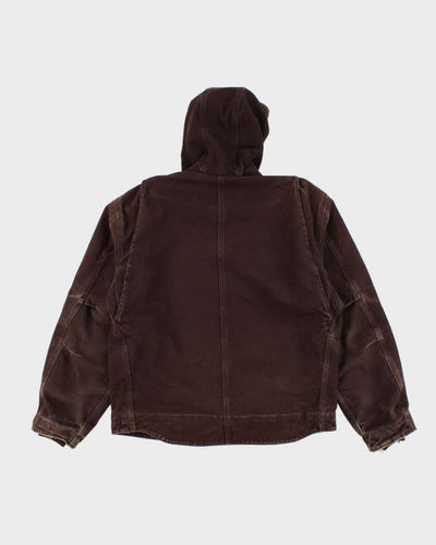 Vintage Men's Brown Carhartt Hooded Fleece lined Jacket - L