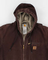 Vintage Men's Brown Carhartt Hooded Fleece lined Jacket - L