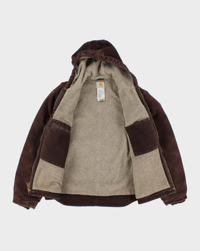Vintage Men's Brown Carhartt Hooded Fleece lined Jacket - L