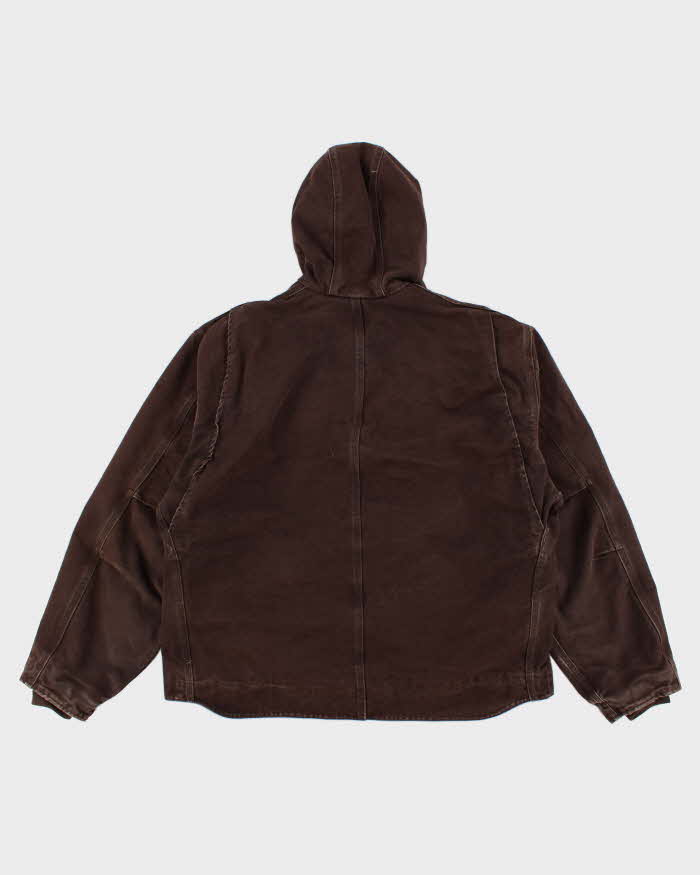 Vintage Men's Brown Carhartt Hooded Fleece Lined Jacket - XXL