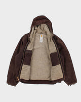 Vintage Men's Brown Carhartt Hooded Fleece Lined Jacket - XXL