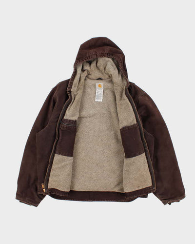 Vintage Men's Brown Carhartt Hooded Fleece Lined Jacket - XXL